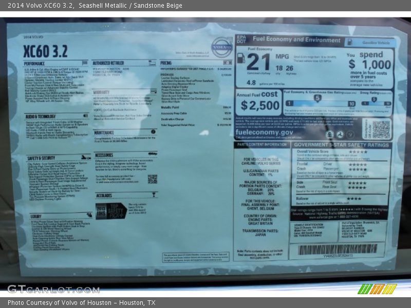 Seashell Metallic / Sandstone Beige 2014 Volvo XC60 3.2
