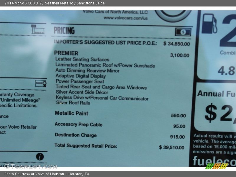 Seashell Metallic / Sandstone Beige 2014 Volvo XC60 3.2