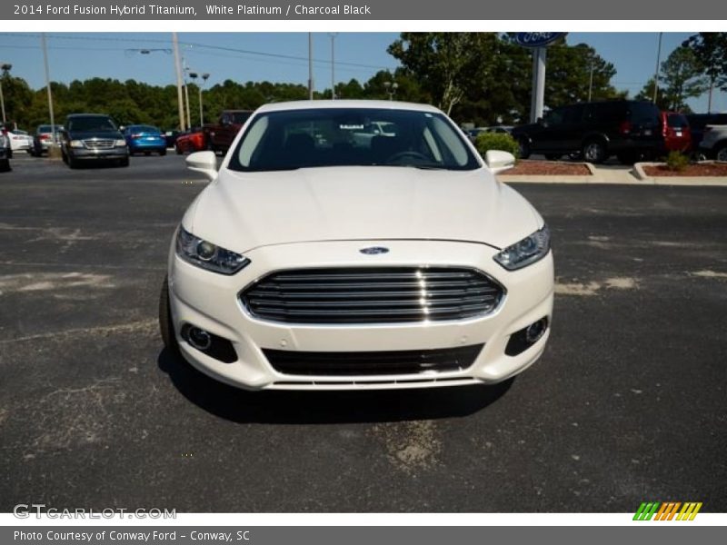 White Platinum / Charcoal Black 2014 Ford Fusion Hybrid Titanium