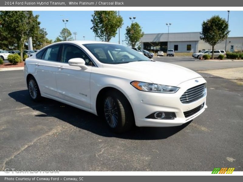 White Platinum / Charcoal Black 2014 Ford Fusion Hybrid Titanium