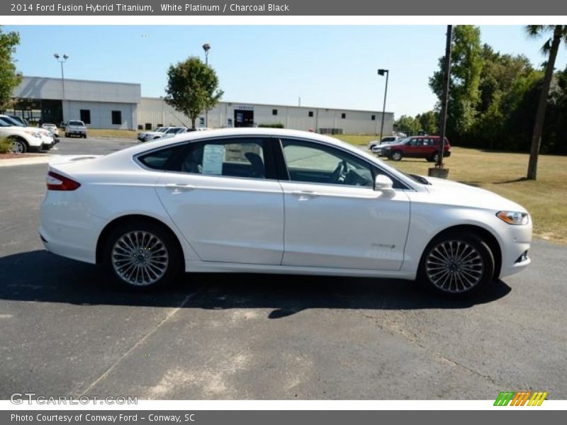 White Platinum / Charcoal Black 2014 Ford Fusion Hybrid Titanium