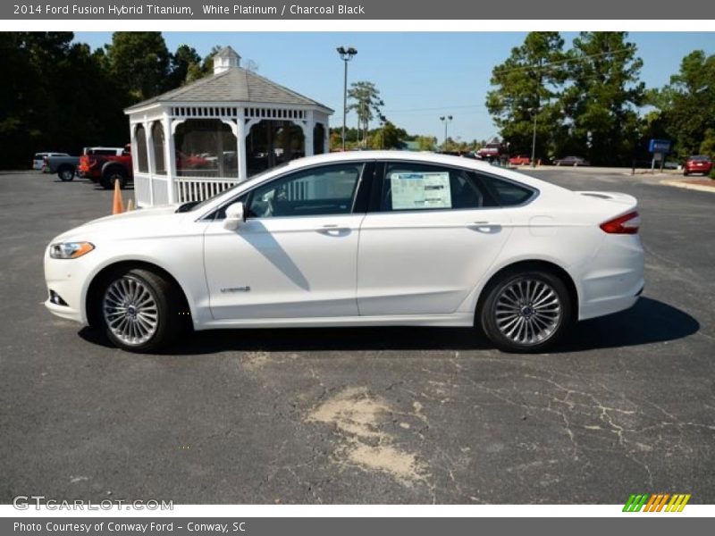 White Platinum / Charcoal Black 2014 Ford Fusion Hybrid Titanium