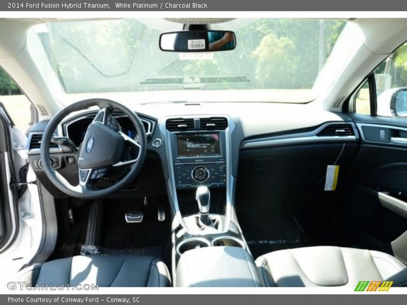 White Platinum / Charcoal Black 2014 Ford Fusion Hybrid Titanium