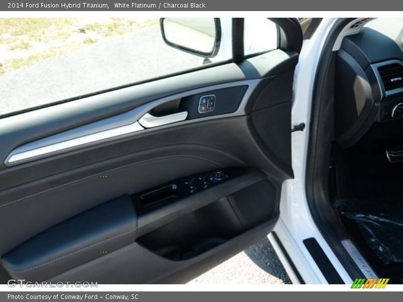 White Platinum / Charcoal Black 2014 Ford Fusion Hybrid Titanium