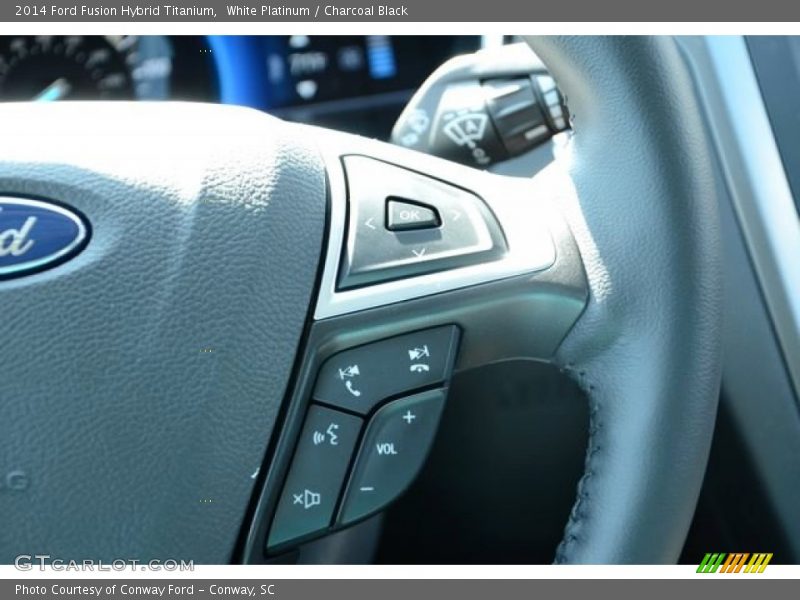 White Platinum / Charcoal Black 2014 Ford Fusion Hybrid Titanium