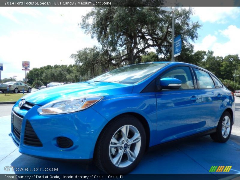 Blue Candy / Medium Light Stone 2014 Ford Focus SE Sedan