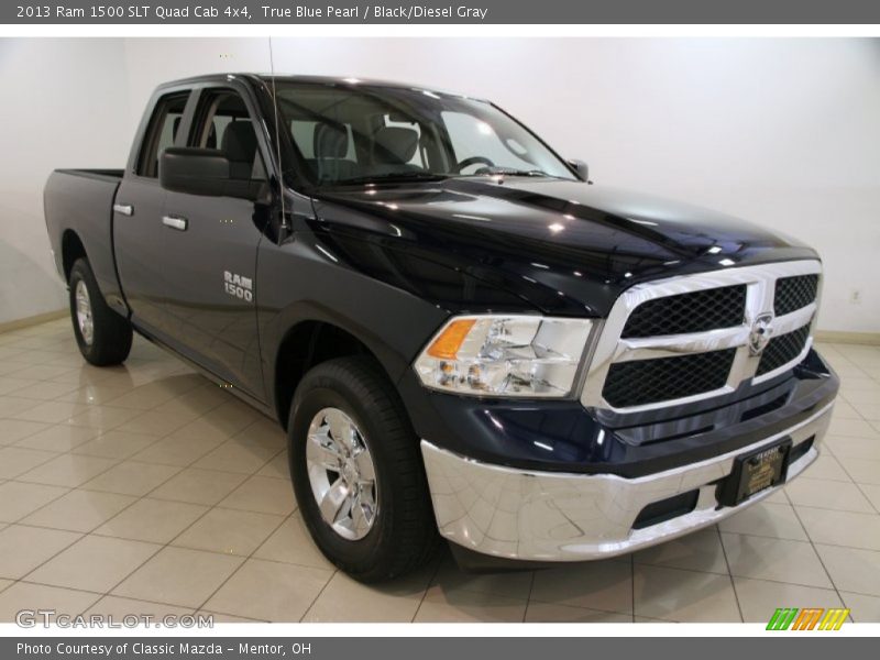 True Blue Pearl / Black/Diesel Gray 2013 Ram 1500 SLT Quad Cab 4x4