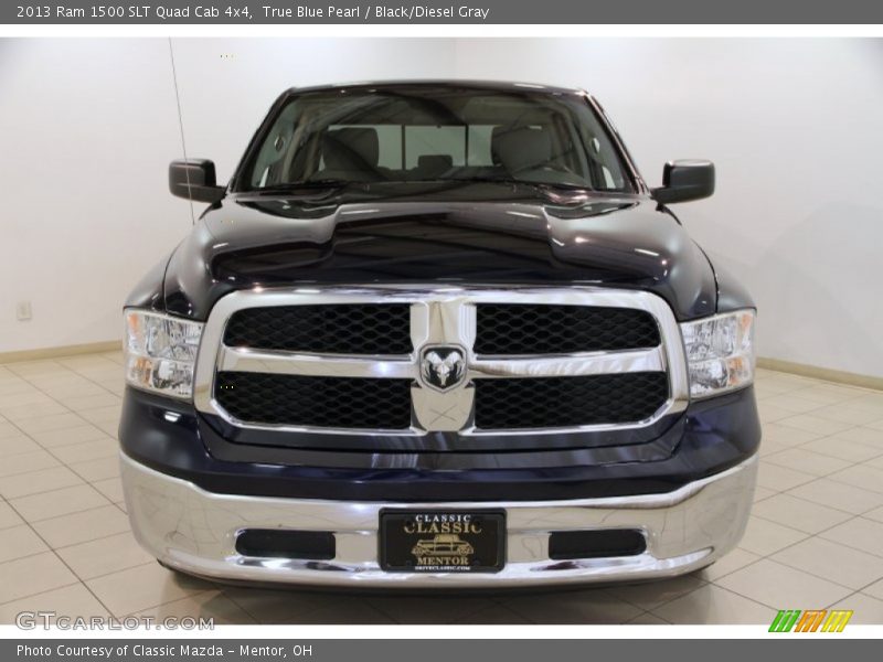True Blue Pearl / Black/Diesel Gray 2013 Ram 1500 SLT Quad Cab 4x4