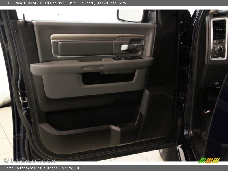 True Blue Pearl / Black/Diesel Gray 2013 Ram 1500 SLT Quad Cab 4x4