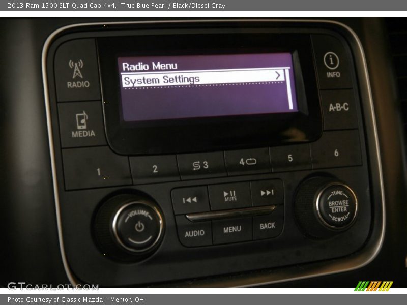 True Blue Pearl / Black/Diesel Gray 2013 Ram 1500 SLT Quad Cab 4x4