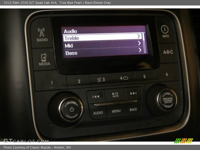 True Blue Pearl / Black/Diesel Gray 2013 Ram 1500 SLT Quad Cab 4x4