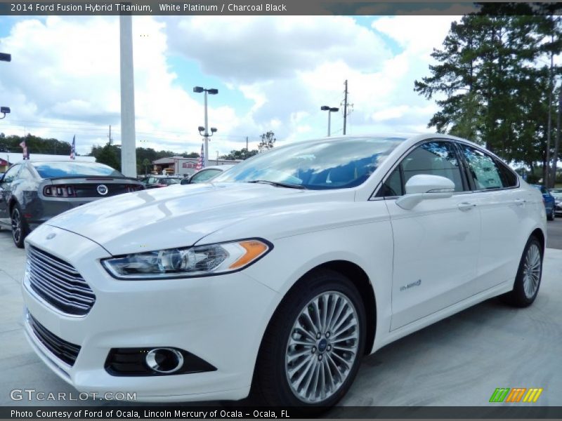 White Platinum / Charcoal Black 2014 Ford Fusion Hybrid Titanium