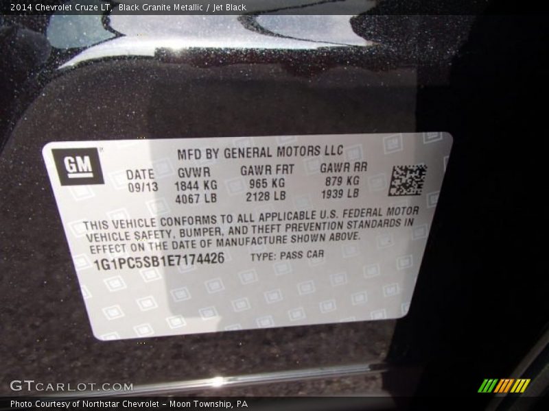 Black Granite Metallic / Jet Black 2014 Chevrolet Cruze LT