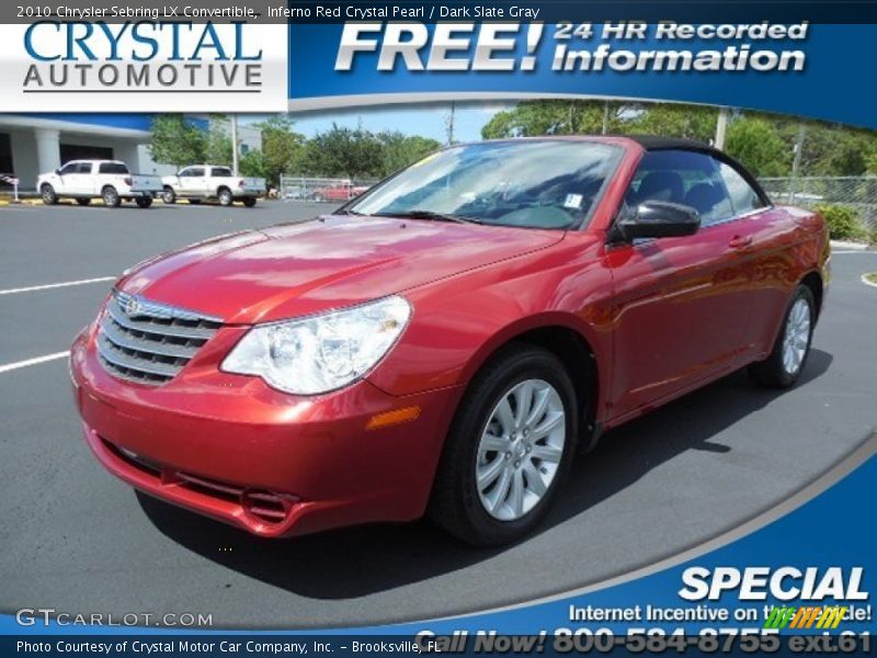 Inferno Red Crystal Pearl / Dark Slate Gray 2010 Chrysler Sebring LX Convertible