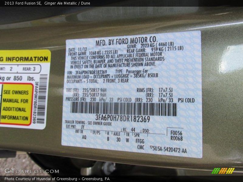 Ginger Ale Metallic / Dune 2013 Ford Fusion SE