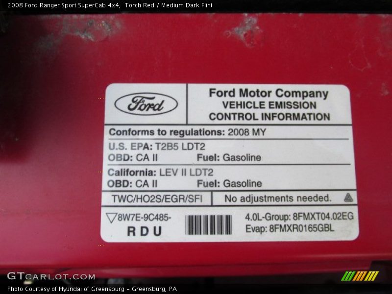 Torch Red / Medium Dark Flint 2008 Ford Ranger Sport SuperCab 4x4