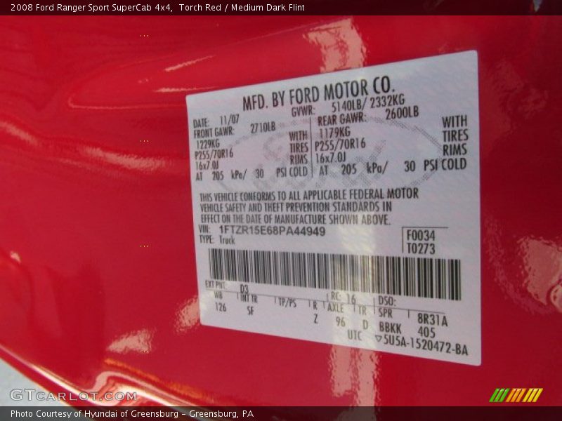 Torch Red / Medium Dark Flint 2008 Ford Ranger Sport SuperCab 4x4