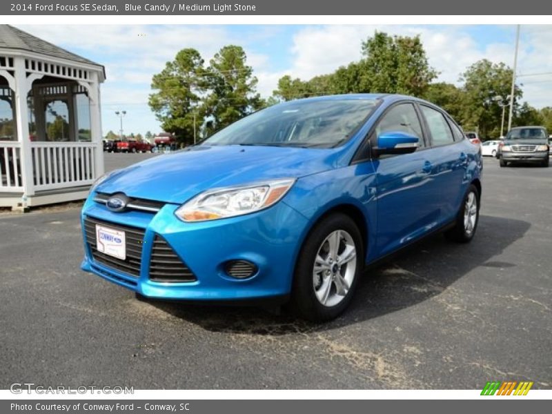 Blue Candy / Medium Light Stone 2014 Ford Focus SE Sedan