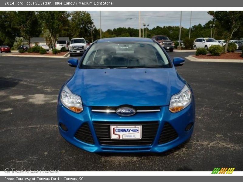 Blue Candy / Medium Light Stone 2014 Ford Focus SE Sedan