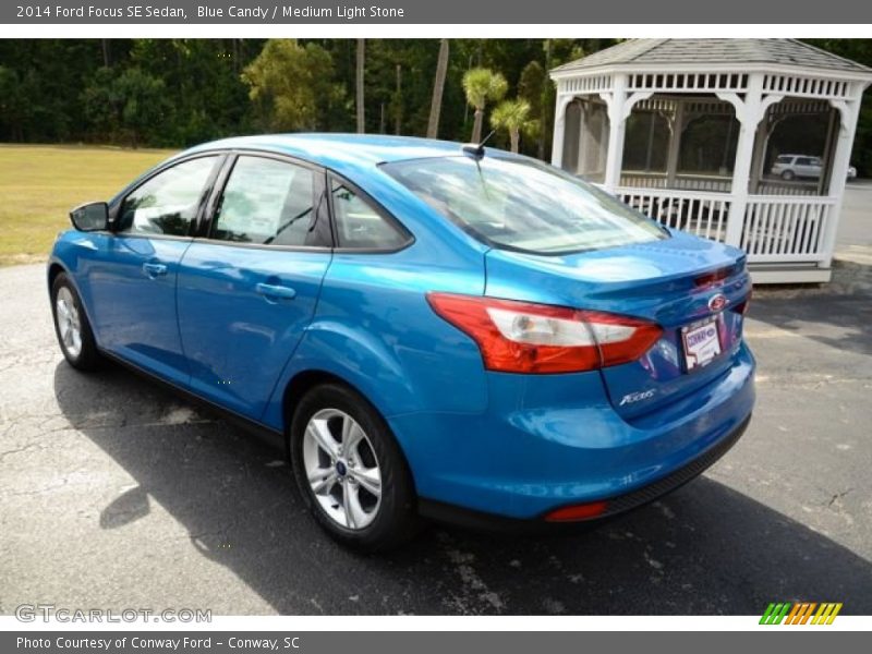 Blue Candy / Medium Light Stone 2014 Ford Focus SE Sedan