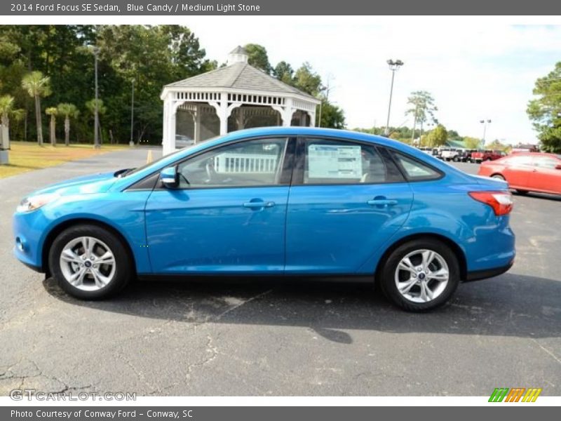 Blue Candy / Medium Light Stone 2014 Ford Focus SE Sedan