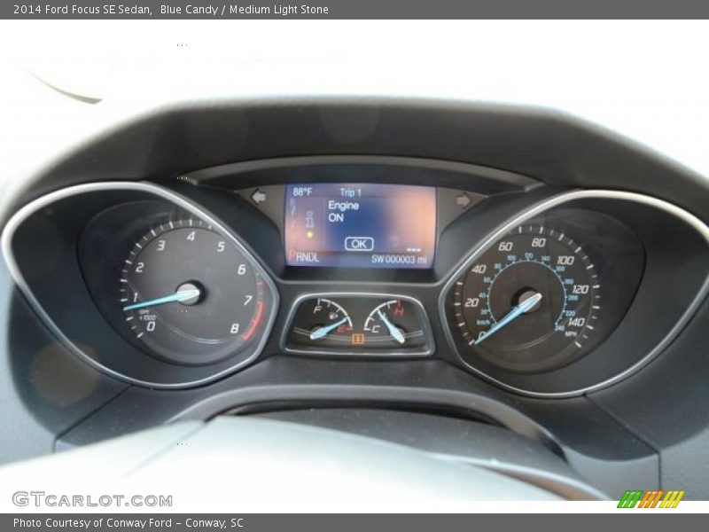 Blue Candy / Medium Light Stone 2014 Ford Focus SE Sedan
