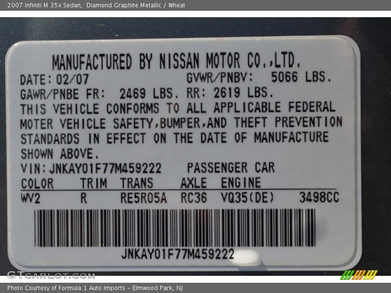 Diamond Graphite Metallic / Wheat 2007 Infiniti M 35x Sedan