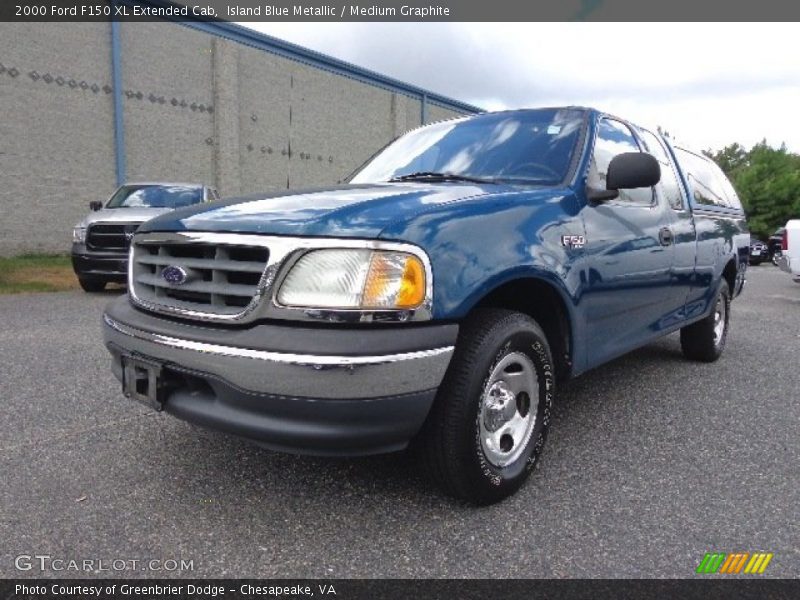 Island Blue Metallic / Medium Graphite 2000 Ford F150 XL Extended Cab