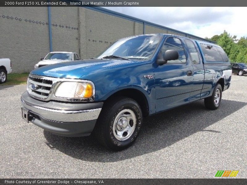 Island Blue Metallic / Medium Graphite 2000 Ford F150 XL Extended Cab