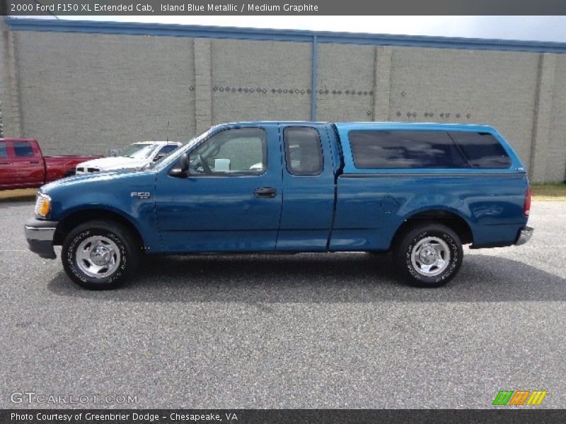 Island Blue Metallic / Medium Graphite 2000 Ford F150 XL Extended Cab