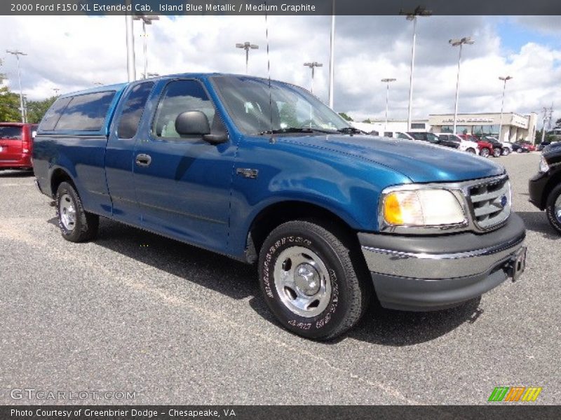 Island Blue Metallic / Medium Graphite 2000 Ford F150 XL Extended Cab