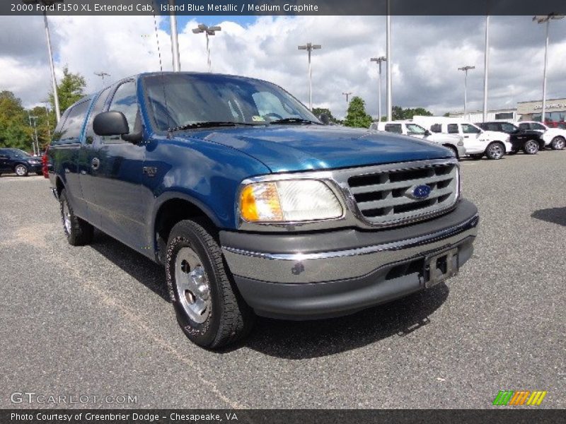 Island Blue Metallic / Medium Graphite 2000 Ford F150 XL Extended Cab