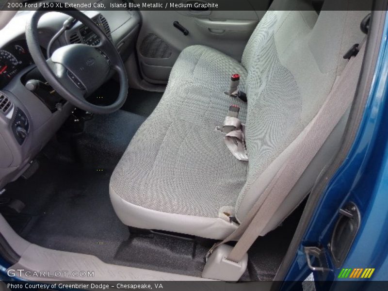 Island Blue Metallic / Medium Graphite 2000 Ford F150 XL Extended Cab