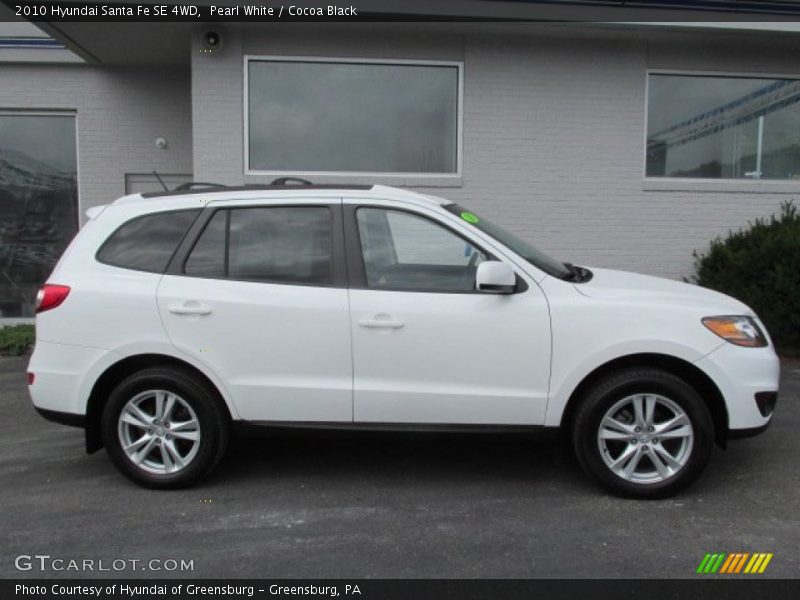 Pearl White / Cocoa Black 2010 Hyundai Santa Fe SE 4WD