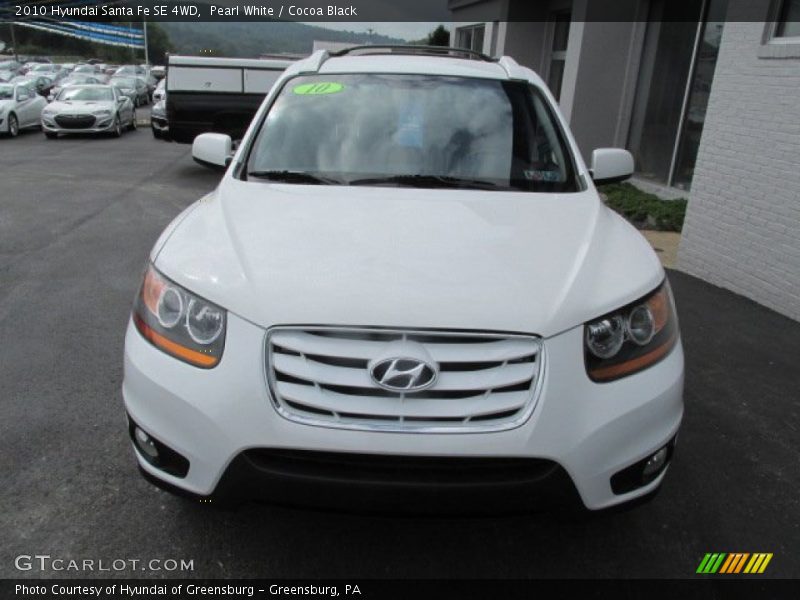 Pearl White / Cocoa Black 2010 Hyundai Santa Fe SE 4WD