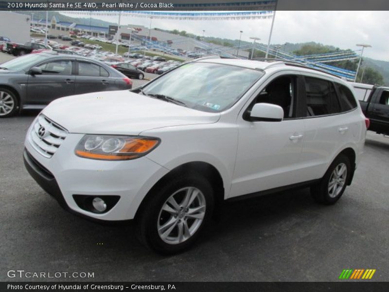 Pearl White / Cocoa Black 2010 Hyundai Santa Fe SE 4WD