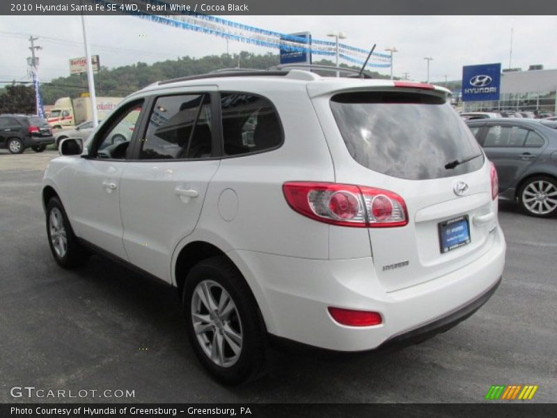 Pearl White / Cocoa Black 2010 Hyundai Santa Fe SE 4WD
