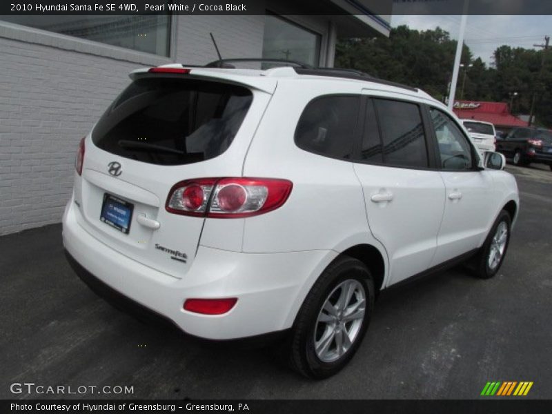 Pearl White / Cocoa Black 2010 Hyundai Santa Fe SE 4WD
