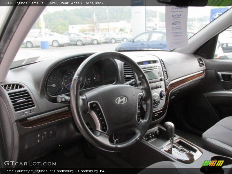 Pearl White / Cocoa Black 2010 Hyundai Santa Fe SE 4WD