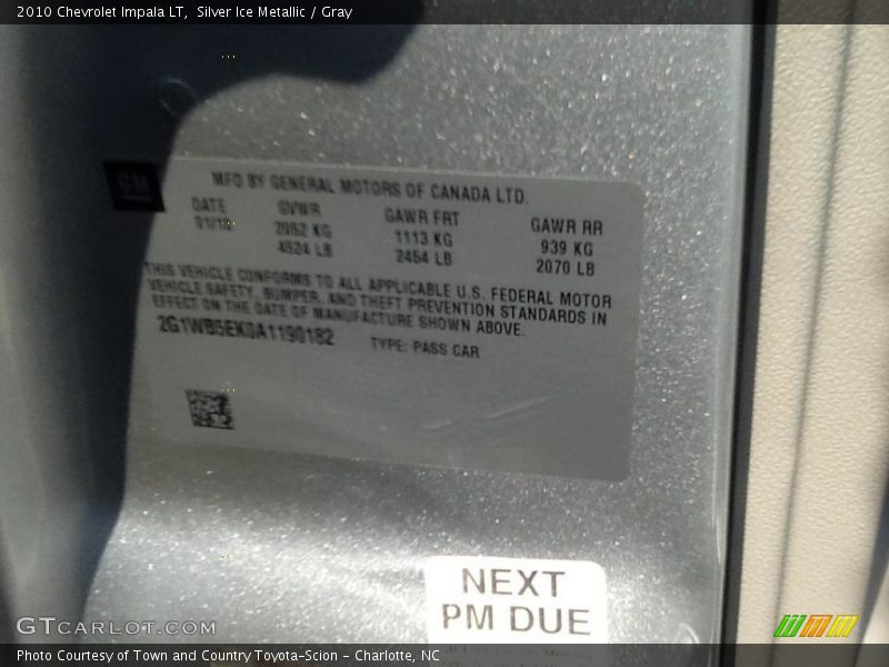 Silver Ice Metallic / Gray 2010 Chevrolet Impala LT