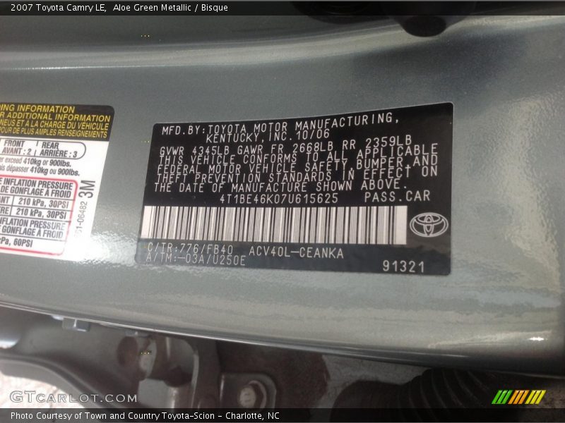 Aloe Green Metallic / Bisque 2007 Toyota Camry LE