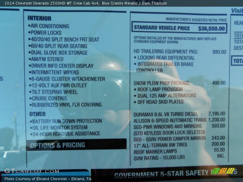  2014 Silverado 2500HD WT Crew Cab 4x4 Window Sticker