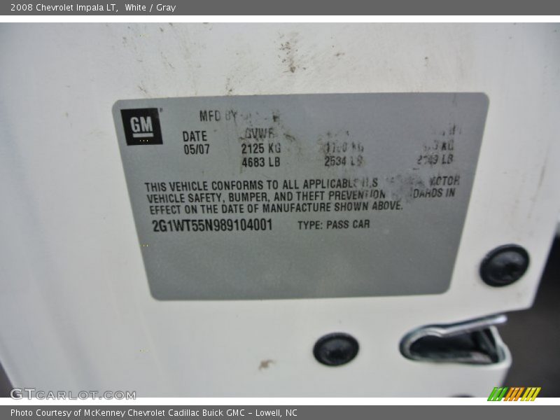 White / Gray 2008 Chevrolet Impala LT