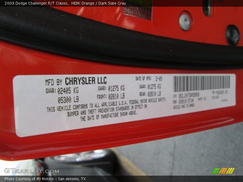 HEMI Orange / Dark Slate Gray 2009 Dodge Challenger R/T Classic