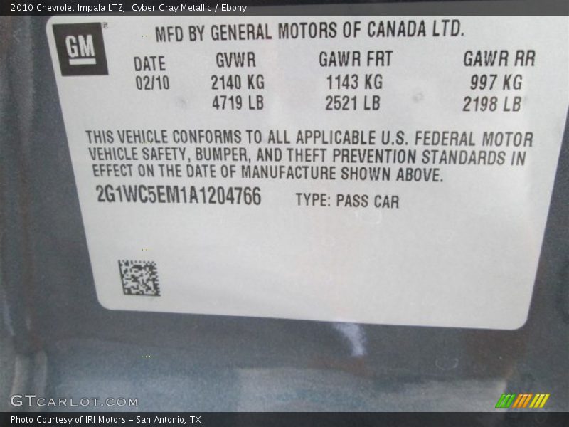 Cyber Gray Metallic / Ebony 2010 Chevrolet Impala LTZ