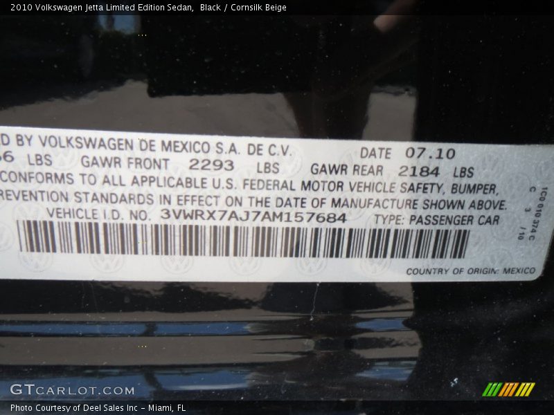 Black / Cornsilk Beige 2010 Volkswagen Jetta Limited Edition Sedan