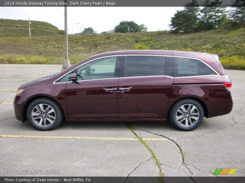 Dark Cherry Pearl / Beige 2014 Honda Odyssey Touring Elite