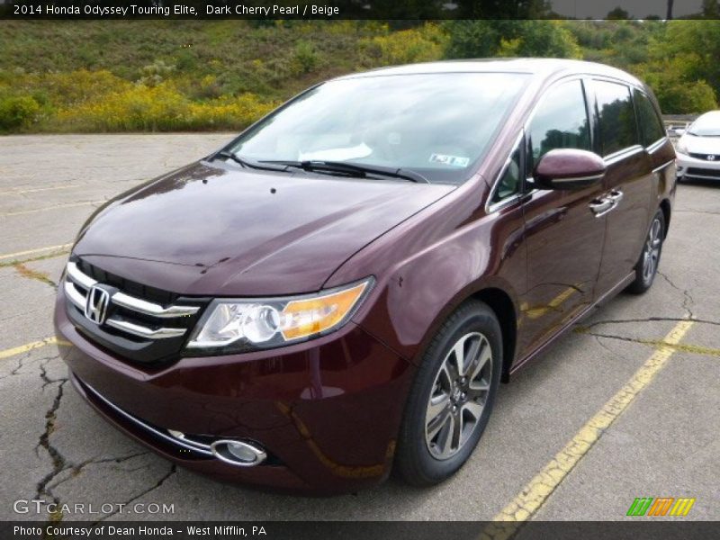 Dark Cherry Pearl / Beige 2014 Honda Odyssey Touring Elite