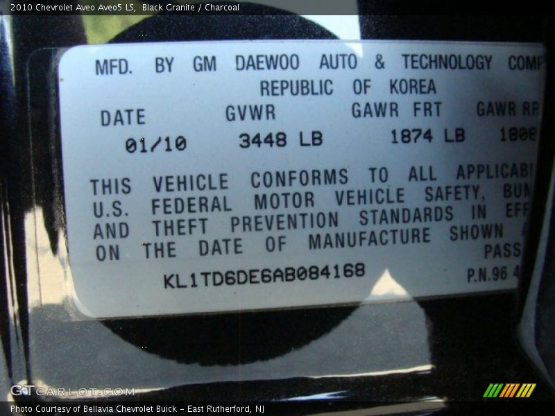Black Granite / Charcoal 2010 Chevrolet Aveo Aveo5 LS