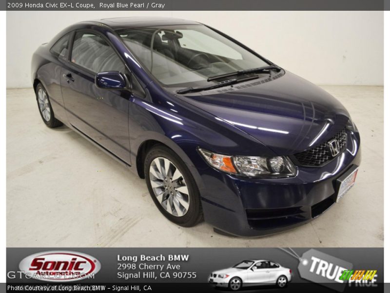 Royal Blue Pearl / Gray 2009 Honda Civic EX-L Coupe